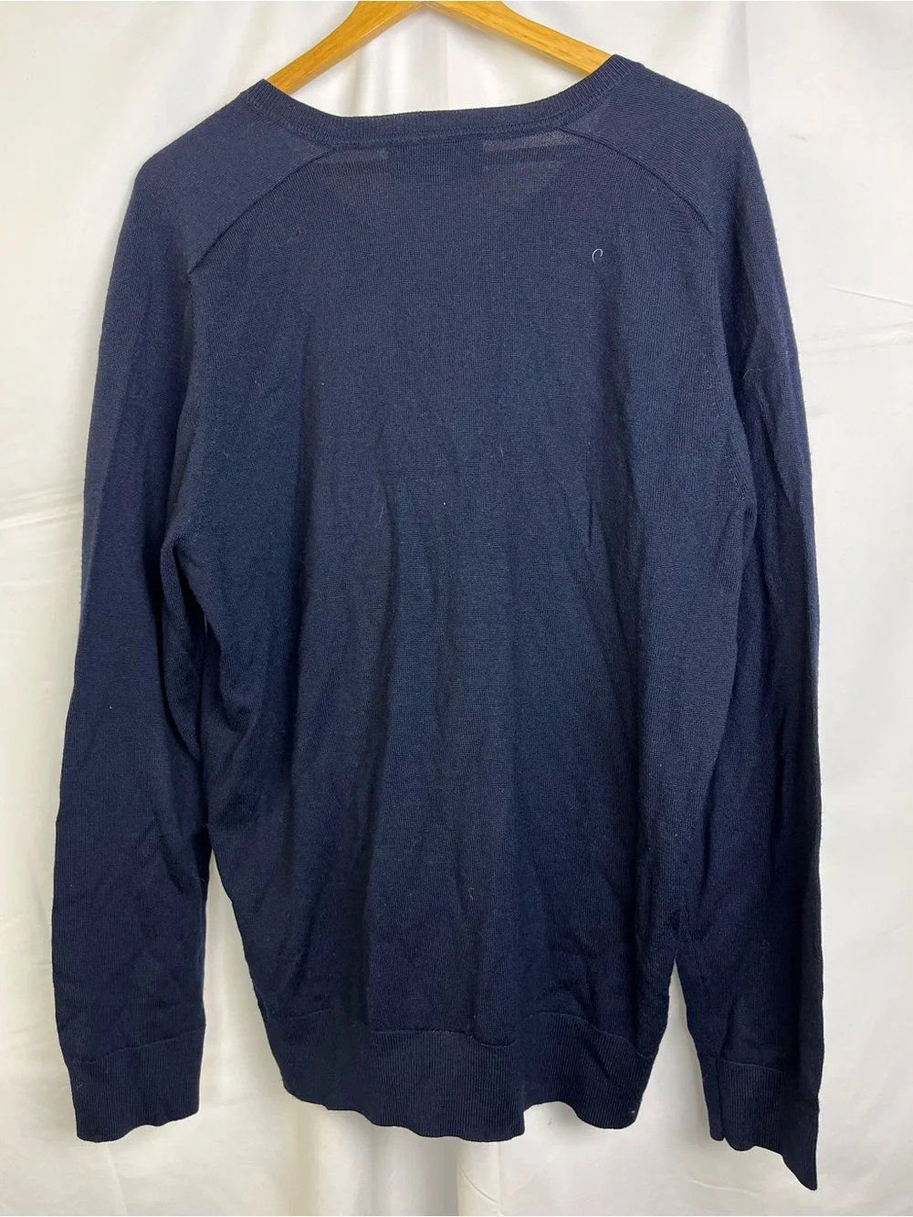 Banana Republic Navy Blue V-Neck Sweater Men's Large Merino Wool Blend